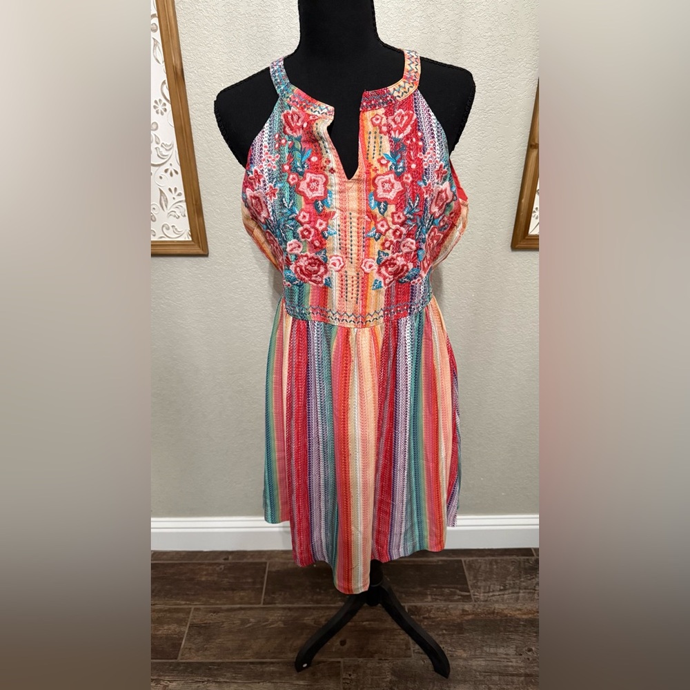 Savanna Jane Colorful Embroidered Midi Dress